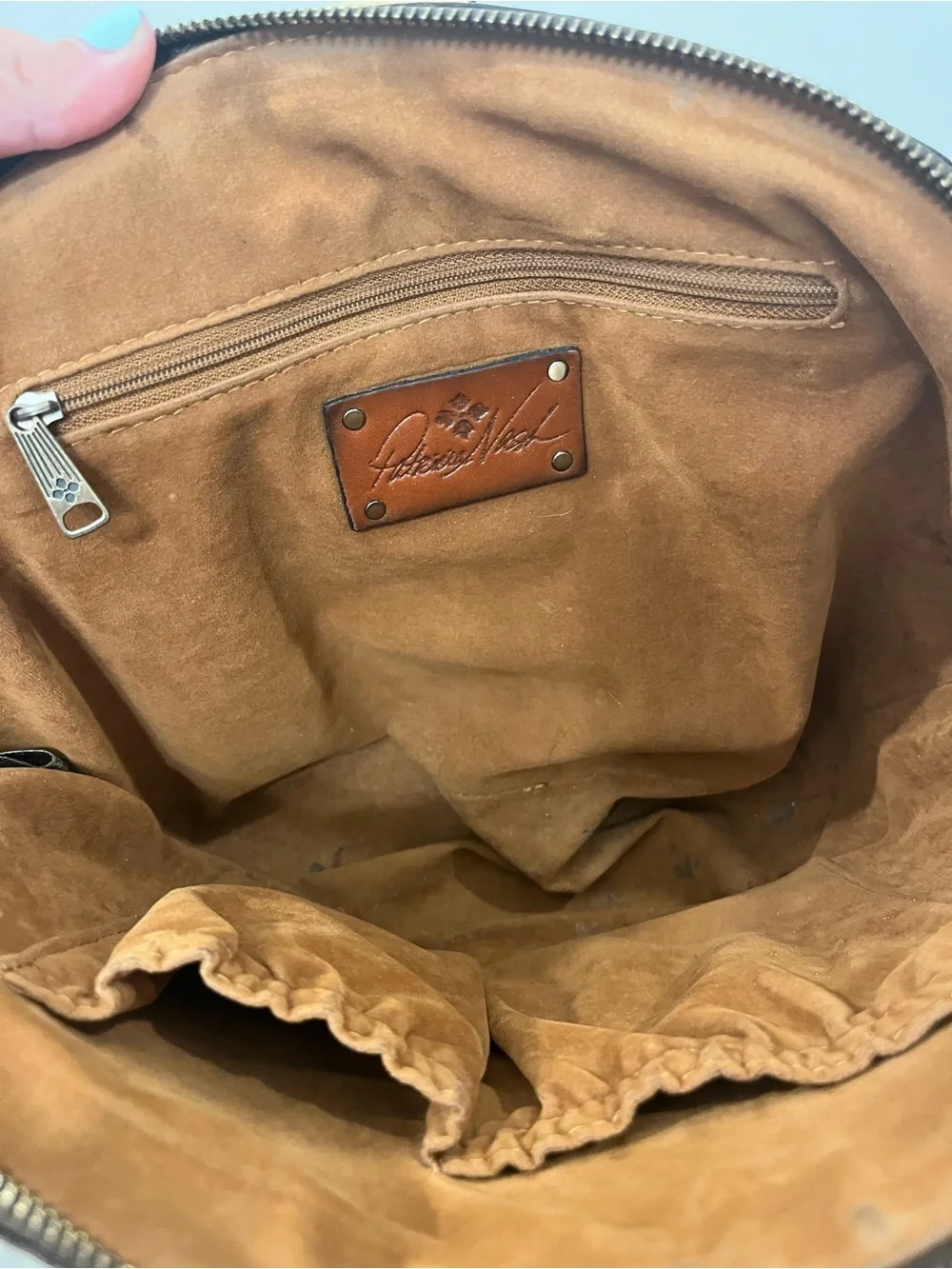 Patricia Nash Meldola Woven Leather Dome Handel Satchel Cream Handbag
